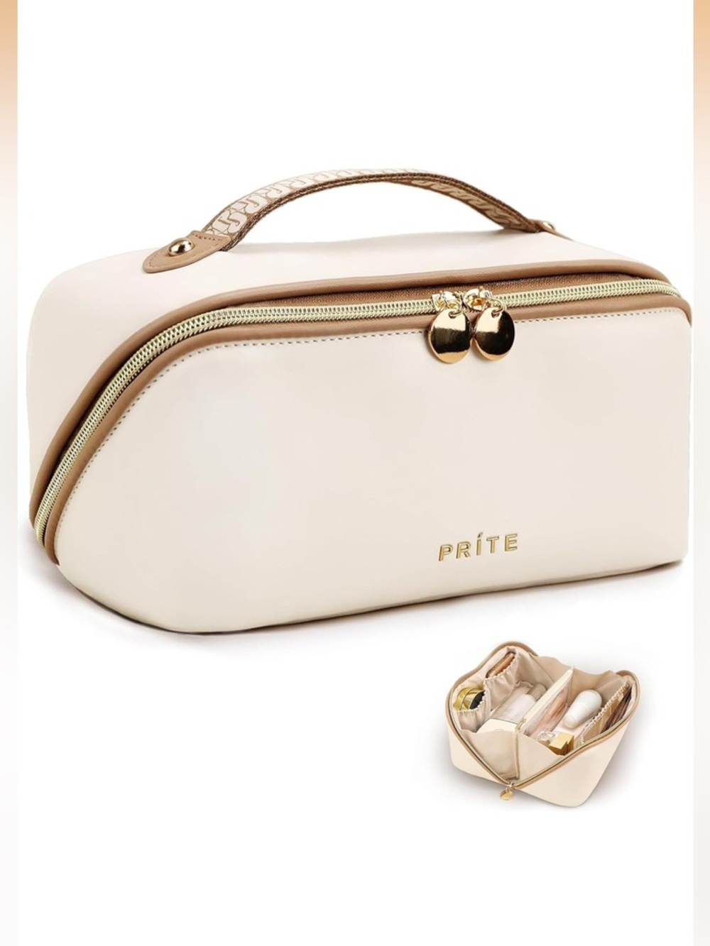 NEW! Prite Cream Cosmetic Travel Case